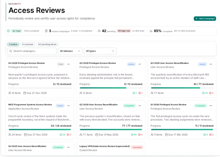 Access reviews in Apexward Assure