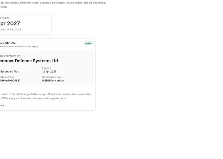 Shared supplier dashboard in Apexward Assure